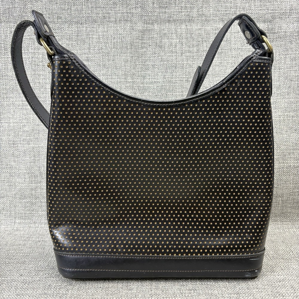 Dooney‎ & Bourke Vintage Black Perforated Leather Shoulder Bag Made in USA Hobo